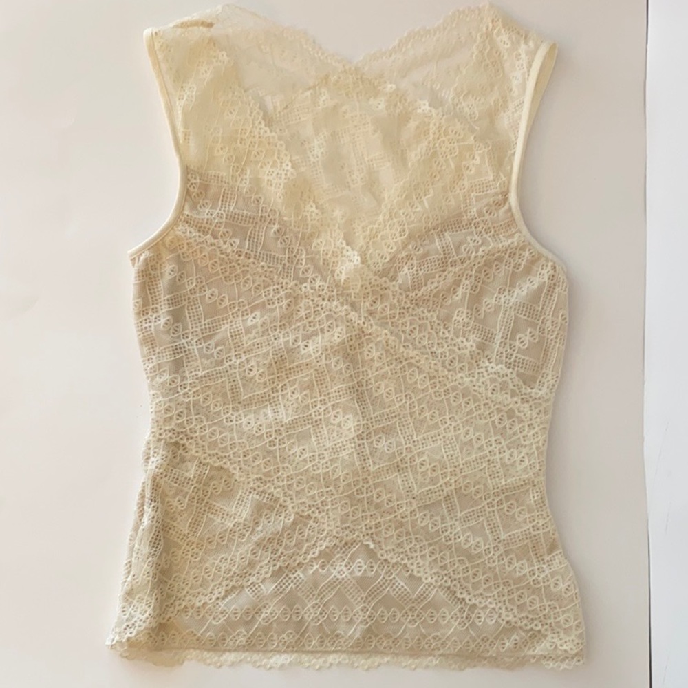 Bebe open back lace tank